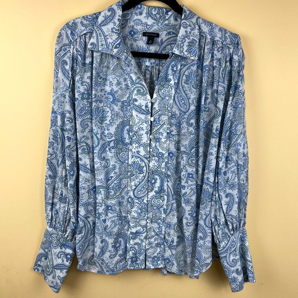 Ann Taylor Boho Paisley Button-down Blouse M